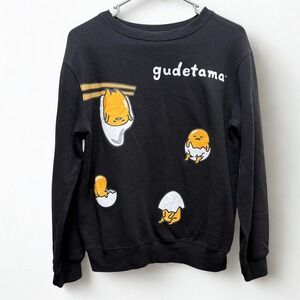 Love Tribe Gudetama Sweatshirt Black Graphic Pullover‎ Top Women's Size Small